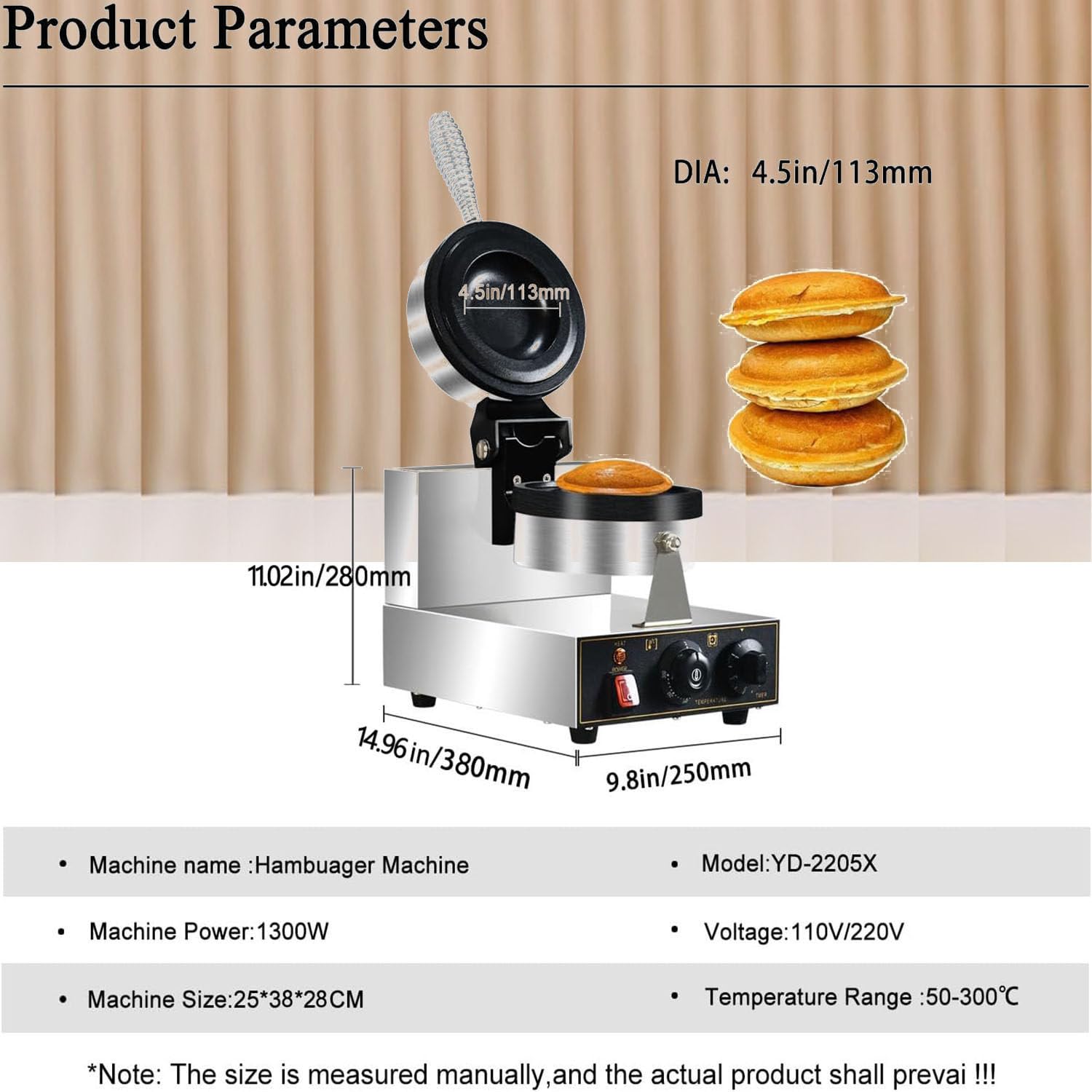 Máquina Para Hacer Hamburguesas y Wafles con Relleno de Helado UFO, Panini, Dorayaki, Temperatura de 50-300 °C, Control de Tiempo de 5 Minutos. Ideal Para Cocinas Domésticas, Panaderías,220 V