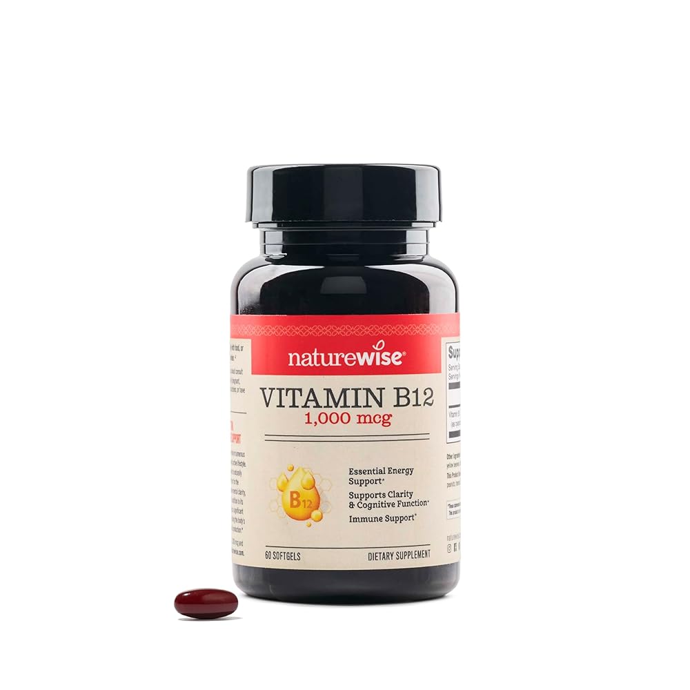 NatureWise Vitamin B12 1000 mcg - Dietary Supplement for Supporting Energy Metabolism, Mental Clarity, Nervous System Health - Easy-to-Swallow, Soy & Gluten-Free, Non-GMO - 60 Softgels[60-Day Supply]