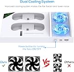 Support de refroidissement pour console Xbox Series S avec station de charge pour contrôleur | Ventilateur de refroidissement puissant double & station de charge pour contrôleur avec 2 batteries rechargeables de 1400mAh, support pour casque pour XSS, Blanc