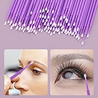 Vista 6 de Tbestmax 1200 piezas de cepillo micro aplicador, micro hisopos, varitas desechables para pestañas para extensión de pestañas (morado)