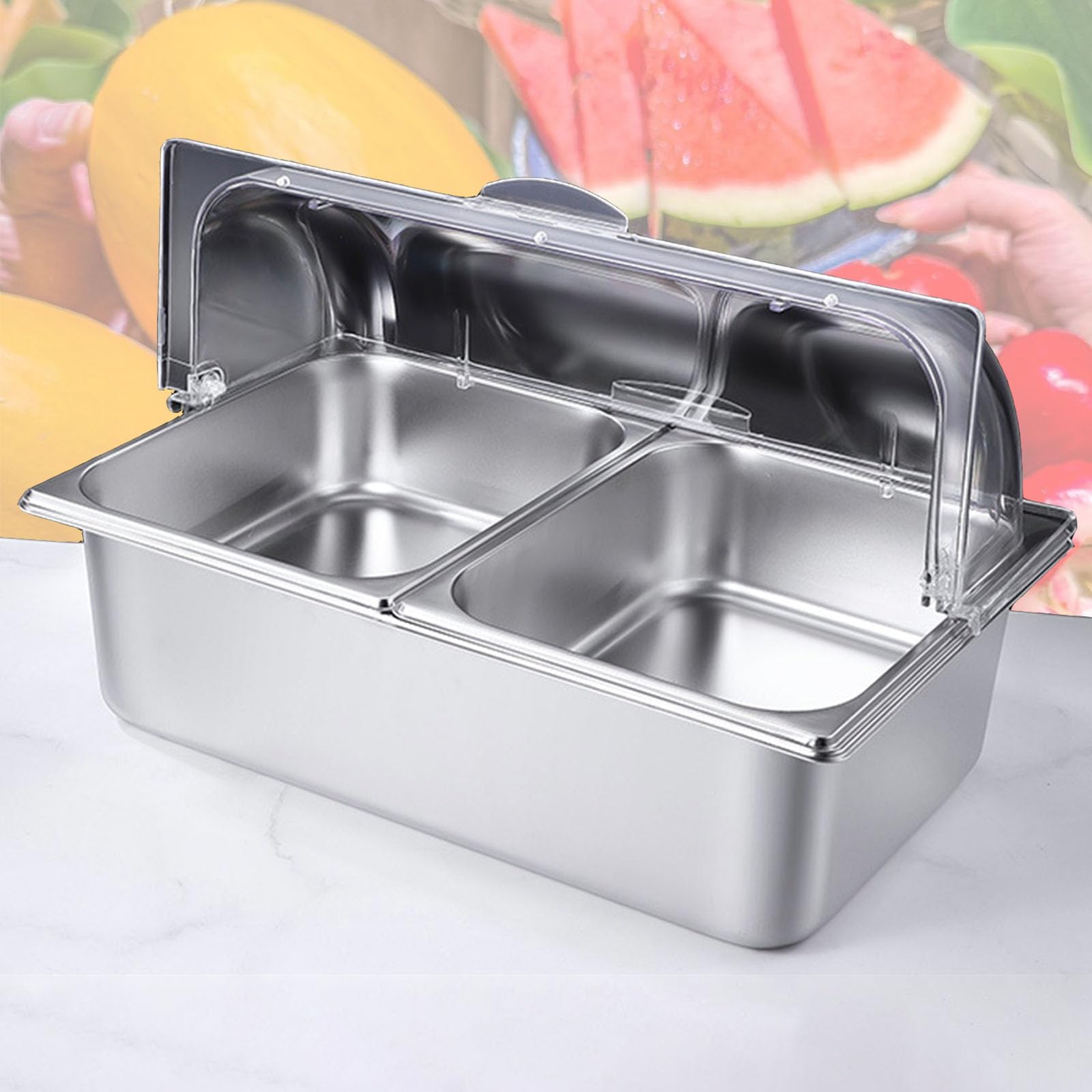 Thermobox, 2 Behälter, Warmbox, mit abnehmbarem Deckel, geeignet für Restaurants, Hotels, Partys, Buffets (Größe: B)