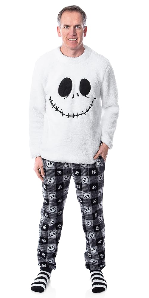 Disney The Nightmare Before Christmas, pigiama da uomo Jack Skellington  Sherpa con calzini, Bianco, XX-Large Tall : Amazon.it: Moda
