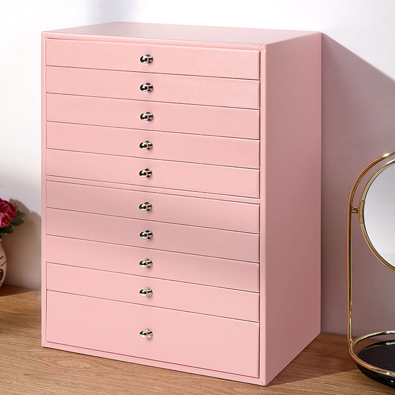 Jewelry Travel Box Jewelry Box 10 Large Jewelry Box Organizer Case Faux Leather Handle Storage Box Drawer Type