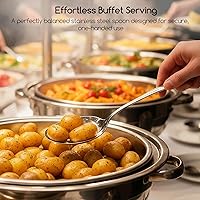 Vista 5 de SOLEADER Cucharas de servir extra grandes para bufé, cucharas de servir de acero inoxidable de 12 pulgadas, cucharas grandes para servir alimentos