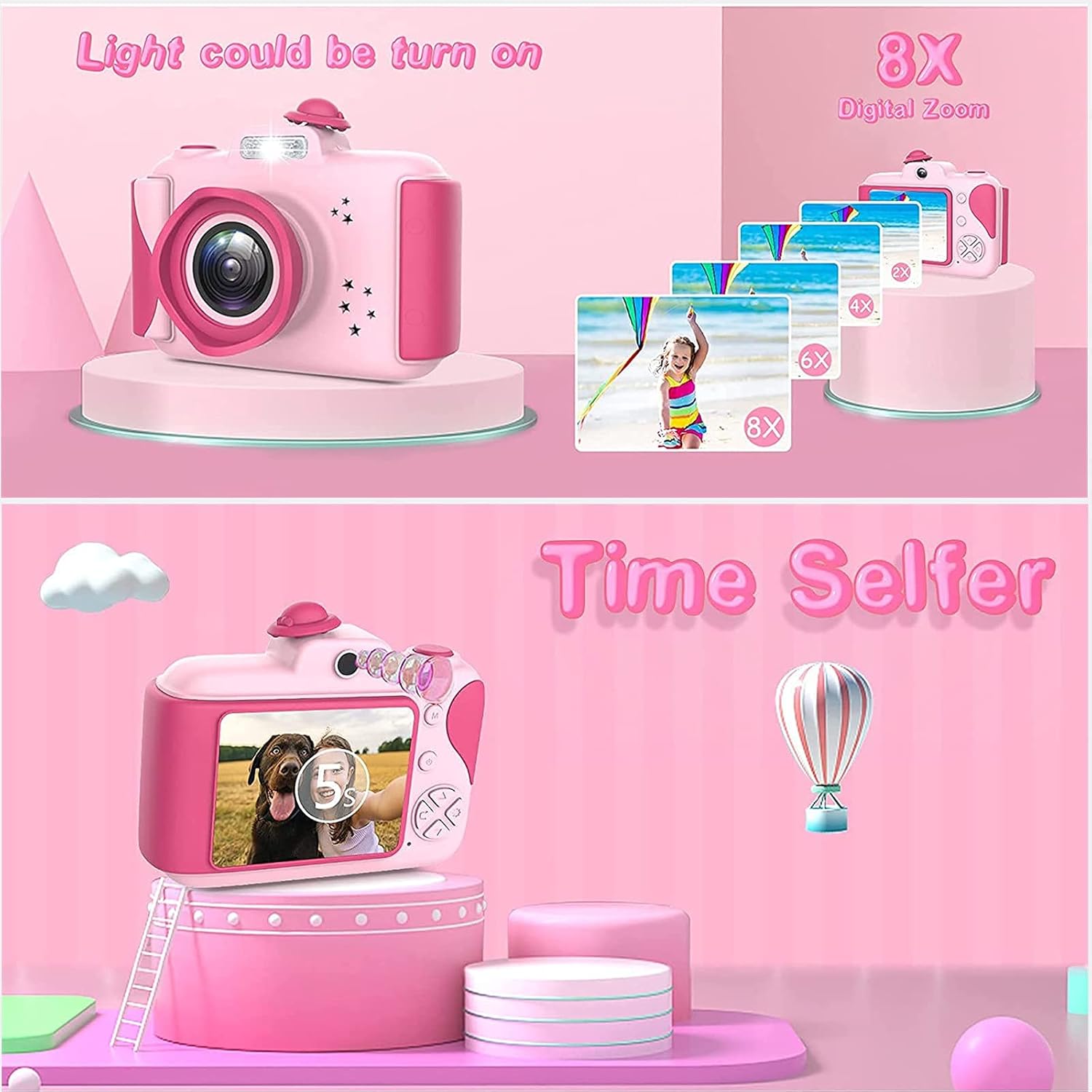 Kids Camera for Kids with 32GB SD Card& Card Reader,1080P HD 2.4 Inches Screen 20MP Auto Focus Toddler Camera Kid Toys Gift for Birthday(Pink) : Toys & Games
