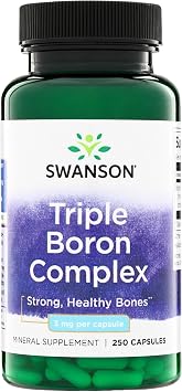 Swanson Triple Boron Complex Bone and Joint Health Mineral Supplement for Adults Over 50 Seeking Optimal Absorption - Citrate, Aspartate, Glycinate 250 Capsules