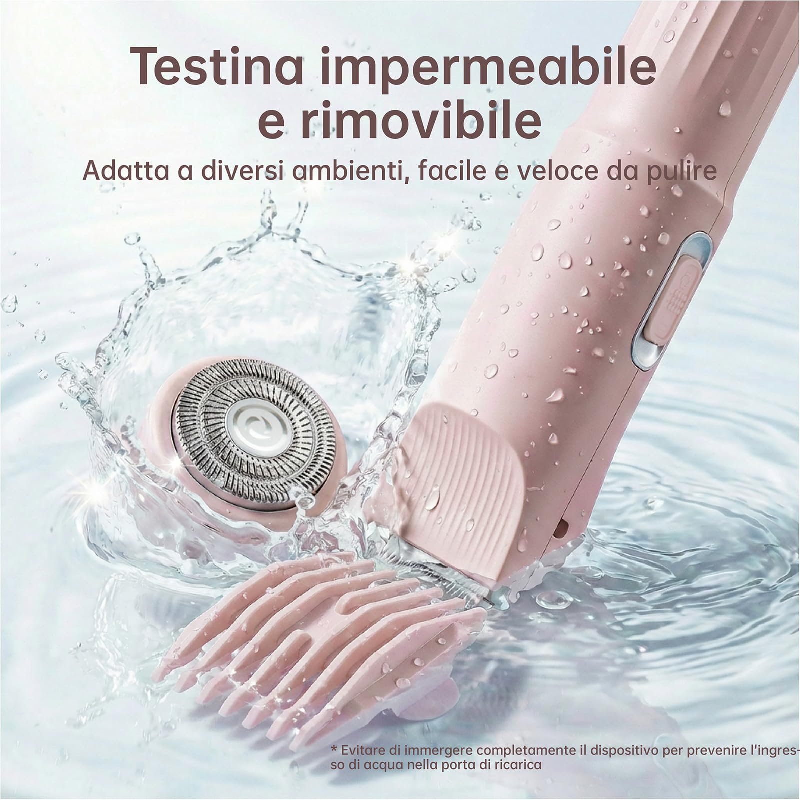 Rasoio Elettrico Donna, Rifinitore 3 in 1 per Viso e Zone Intime, per Gambe, Braccia, Ascelle e Zona Bikini, Ricaricabile USB, Cavo Incluso, Adatto a Pelli Sensibili (Rosa)