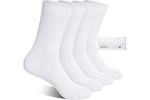 4 Pairs 6 Pairs Mens White Dress Socks Lightweight Breathable Odor Free