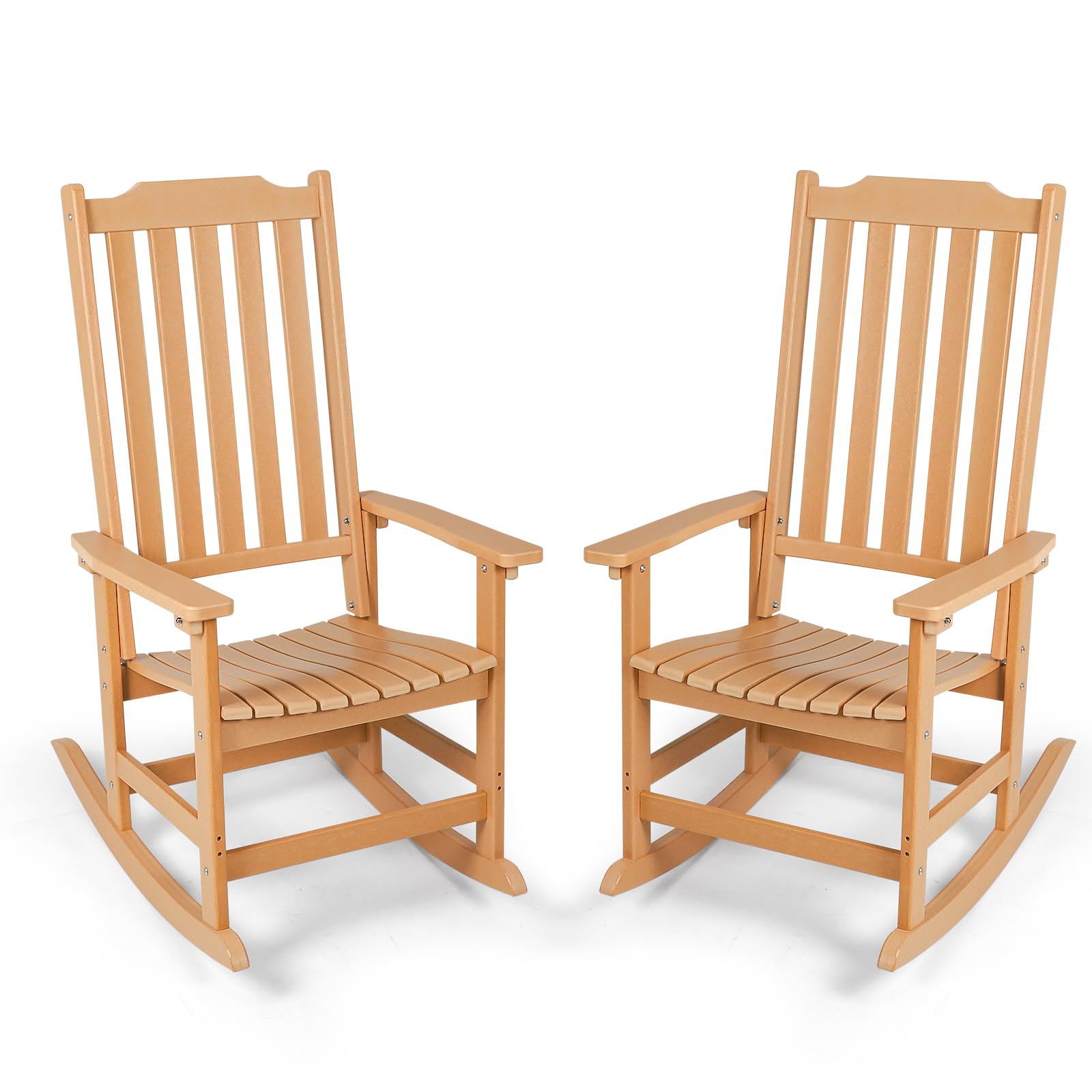 Mguio Outdoor Rocking Chairs Set of 2, Oversized All Weather High Back Porch Rocker, Patio Rockers for Outside