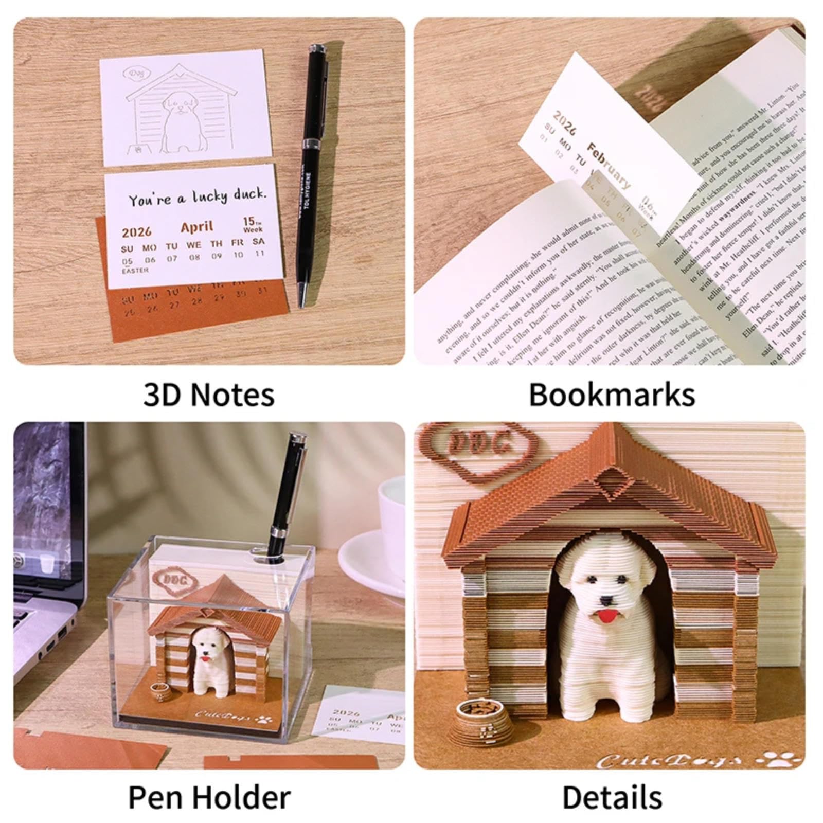 3D-Kunstkalender, Notizblock, 2026, kreativer Papierschnitzerei-Kalender, Notizblock, DIY-Notizblock, 3D-Kalender 2026, Zeitmesserkalender für Büro, Zuhause, Schreibtisch, Dekoration, Geburtstag