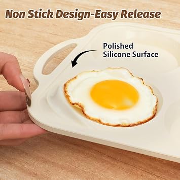 Silicone Egg Pan Oven: 2 Pack 4 Inch Silicone Pancake Pan 6 Cup with Handle