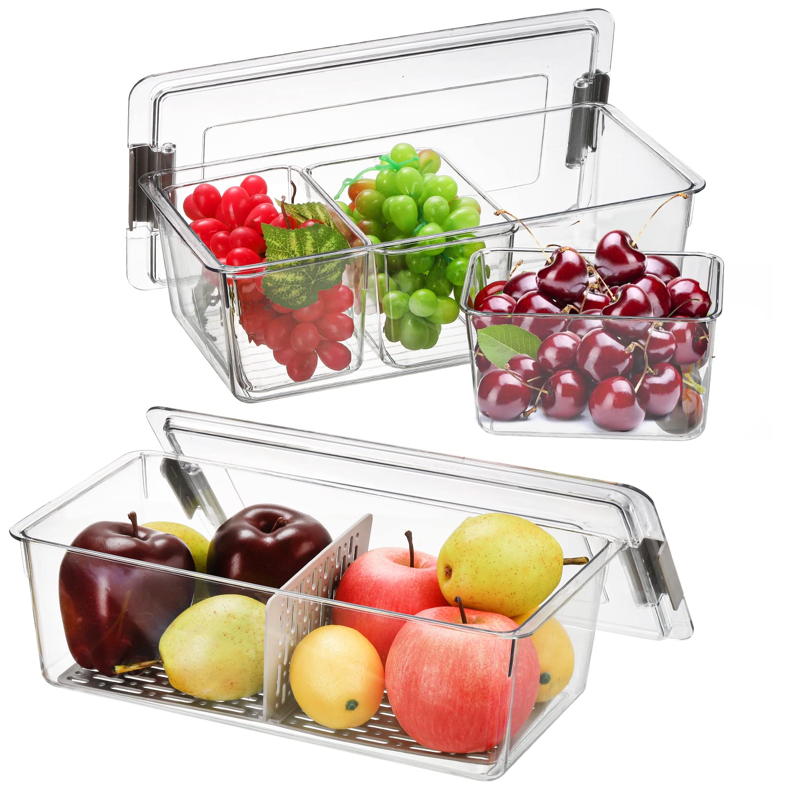 Buy SOUJOY 2 Pack Produce Saver Container, Refrigerator Fruit Organizer