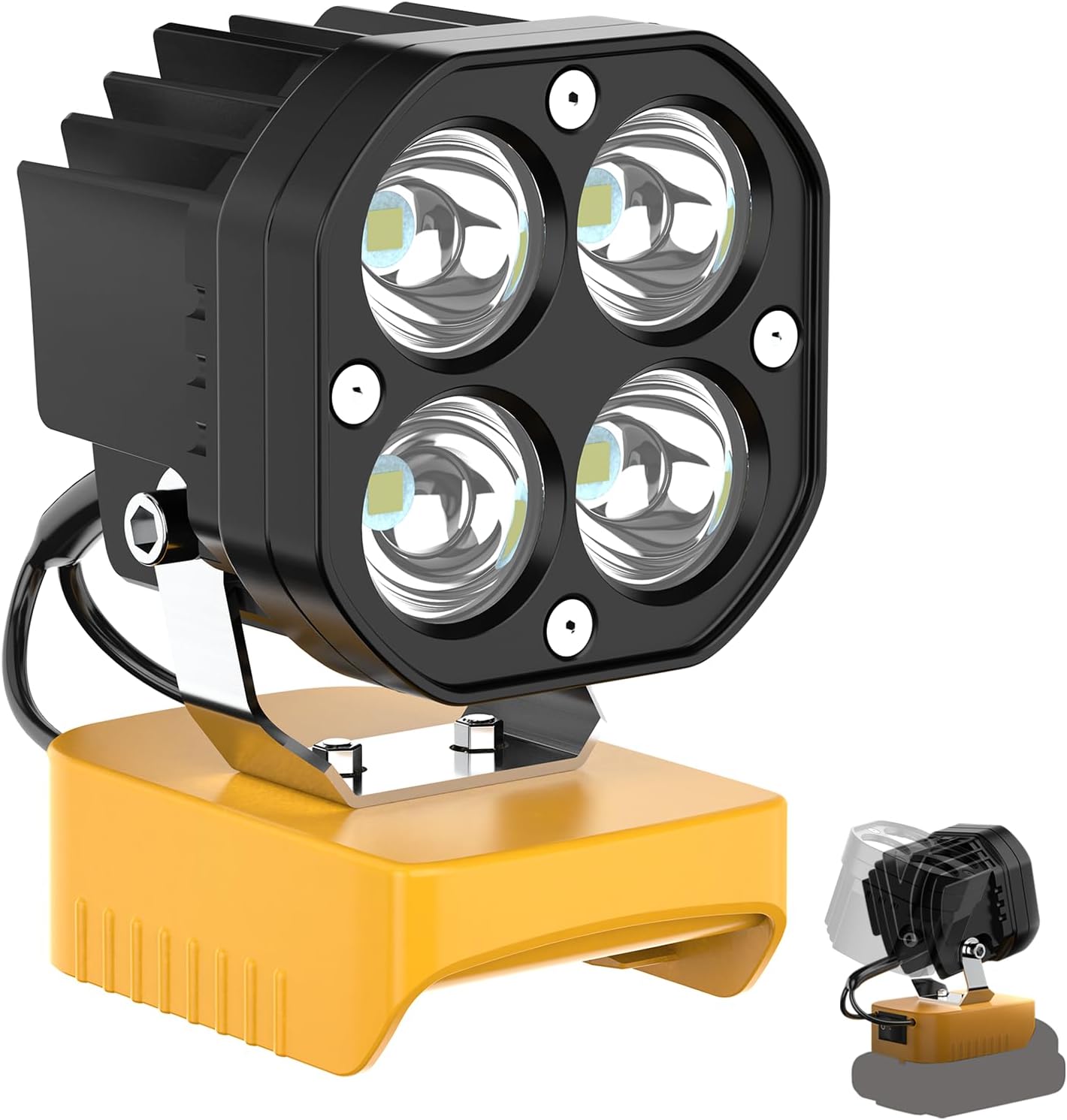 7200LM LED Work Light Compatible with Milwaukee 18V Battery, 72W Cordless Floodlight with 2 USB, 1 Type-C Port, Upgraded LED Light Low Voltage Protection Outdoor Lighting Adjustable 140°