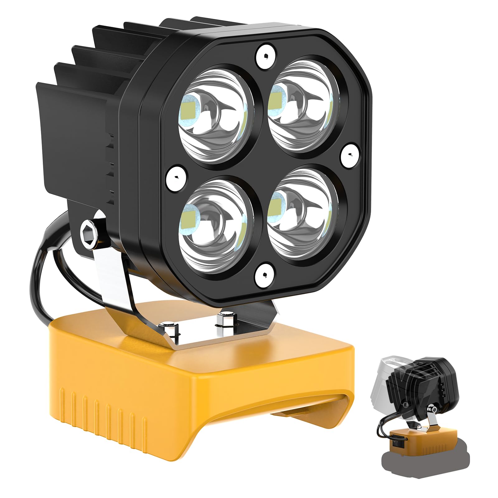 6000LM Work Light Compatible with Dewalt 20V Battery, Portable 40W LED Light with Low Voltage Protection Adjustable 120° Flashlight Gift for Car