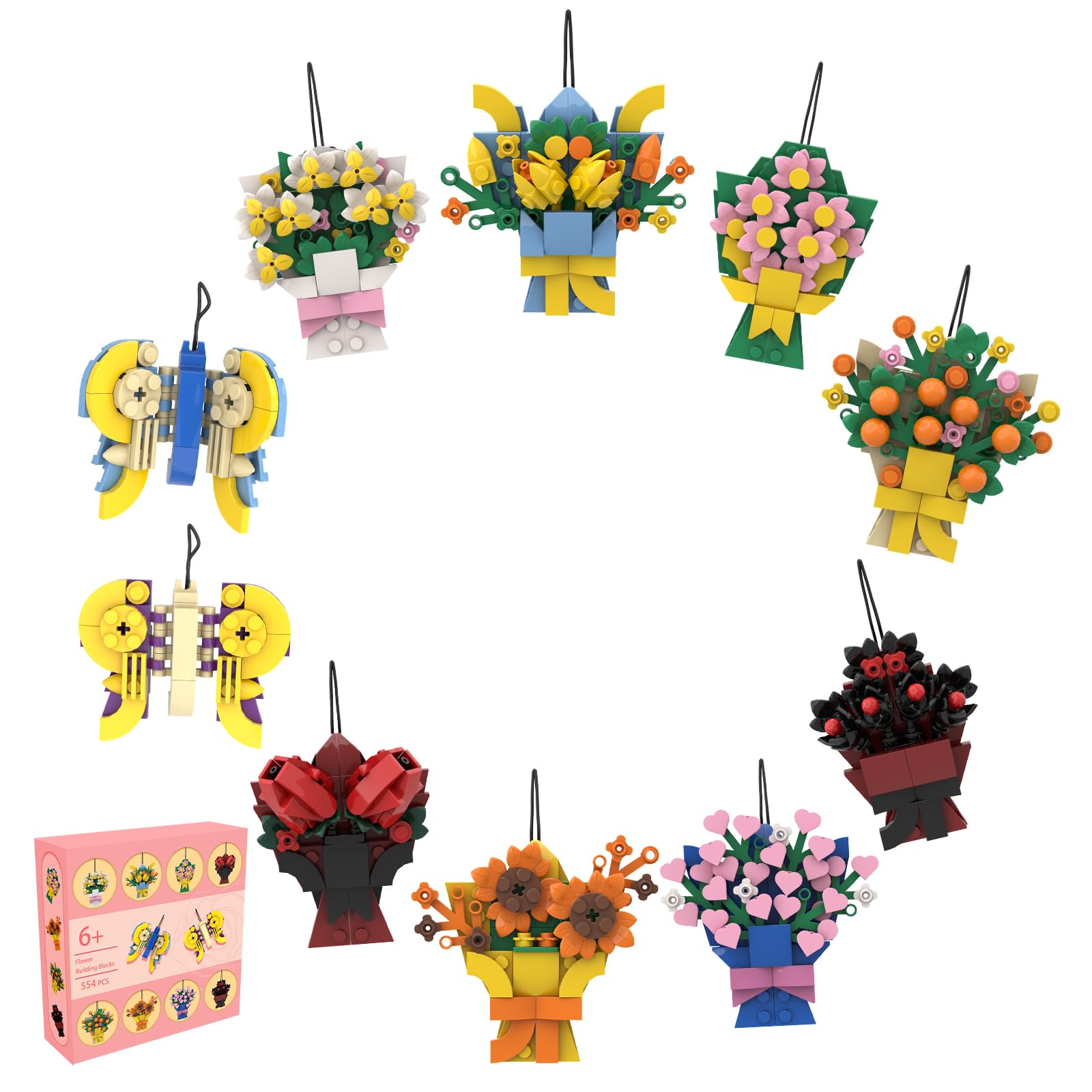 Building Blocks Set,Bricks Toys Include Flowers and Butterflies