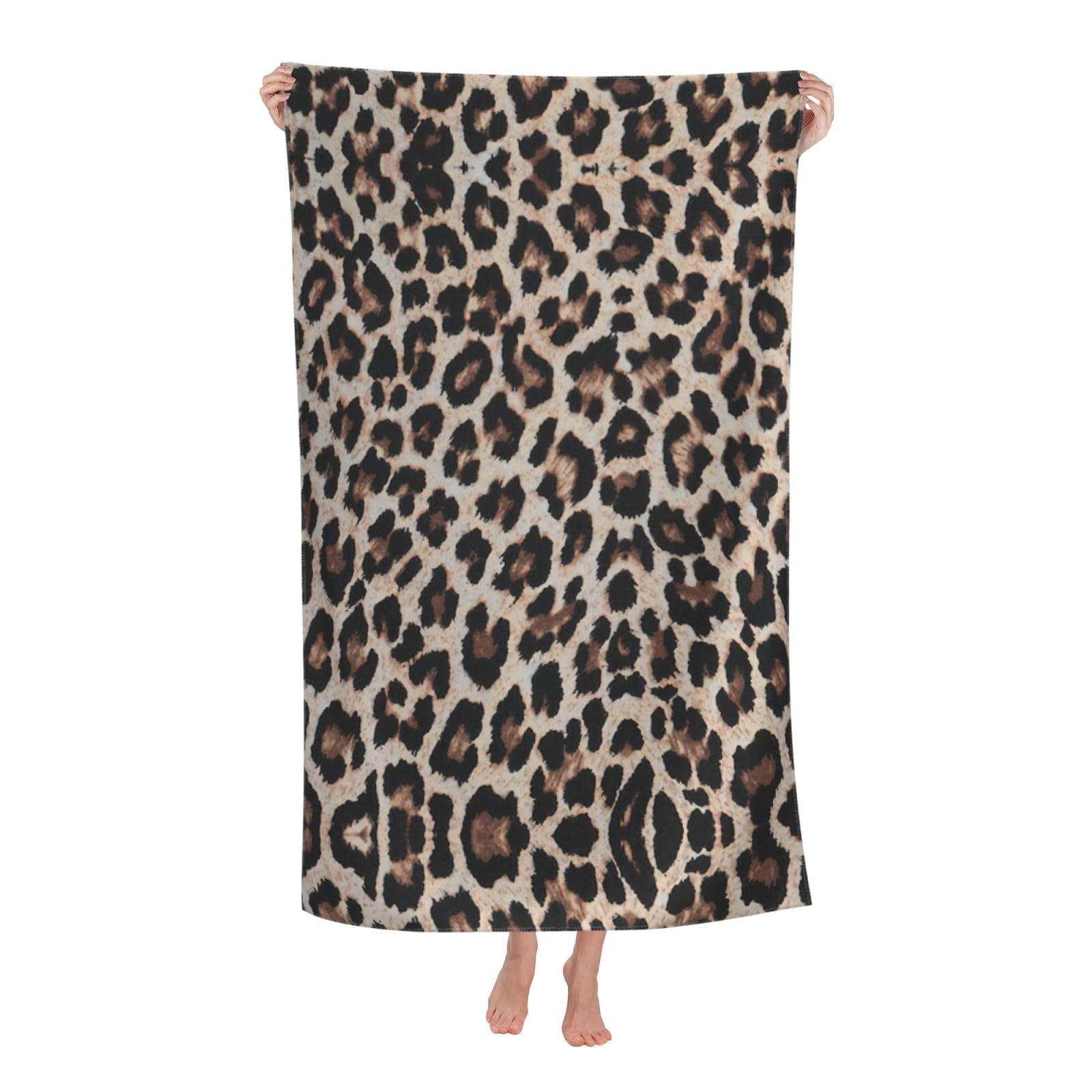 KPXXAQT Leopard Print Print Print Oversized Adult Beach Towel Quick-Dry Travel Swimming Camping Outdoor Adventures
