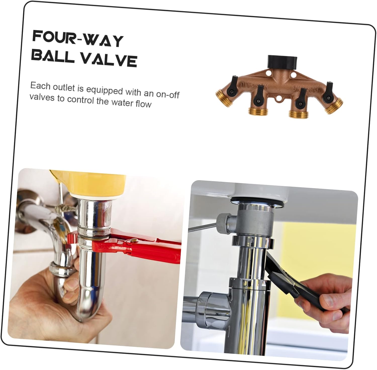 Way Ball Valve Garden Hose Supplies Brass Connector Hose Splitter Faucet Splitter