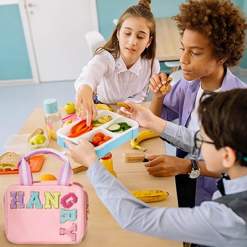 Miniatura 3 de Janhavi Preppy - Lonchera aislada para mujeres y niñas, lonchera rosa para niños, lonchera reutilizable, bolsa de mano para la escuela, oficina,