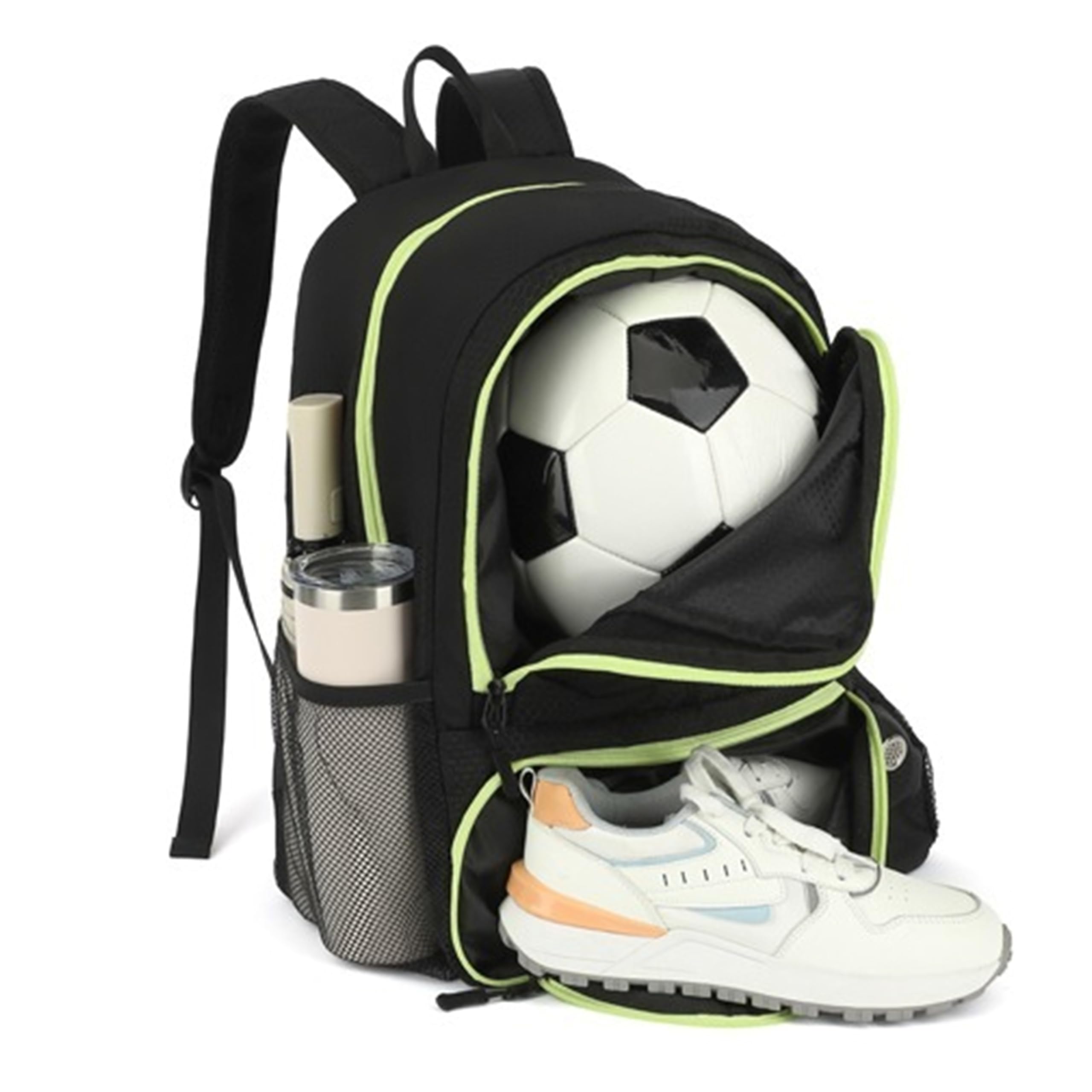 Mochila de fútbol, mochila de baloncesto con compartimento para pelotas y compartimento para zapatos, mochila deportiva ligera, resistente al agua, bolsa de equipamiento deportivo para