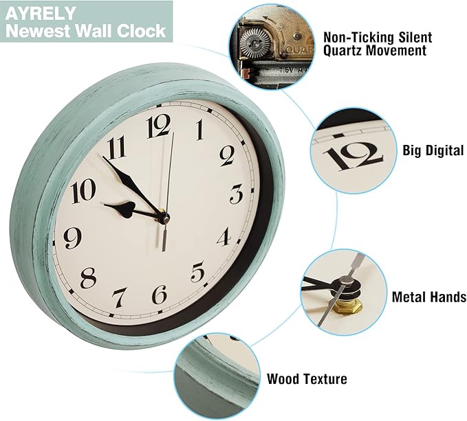 Reloj de Pared Vintage AYRELY 29 cm Analógico Silencioso miniatura 7