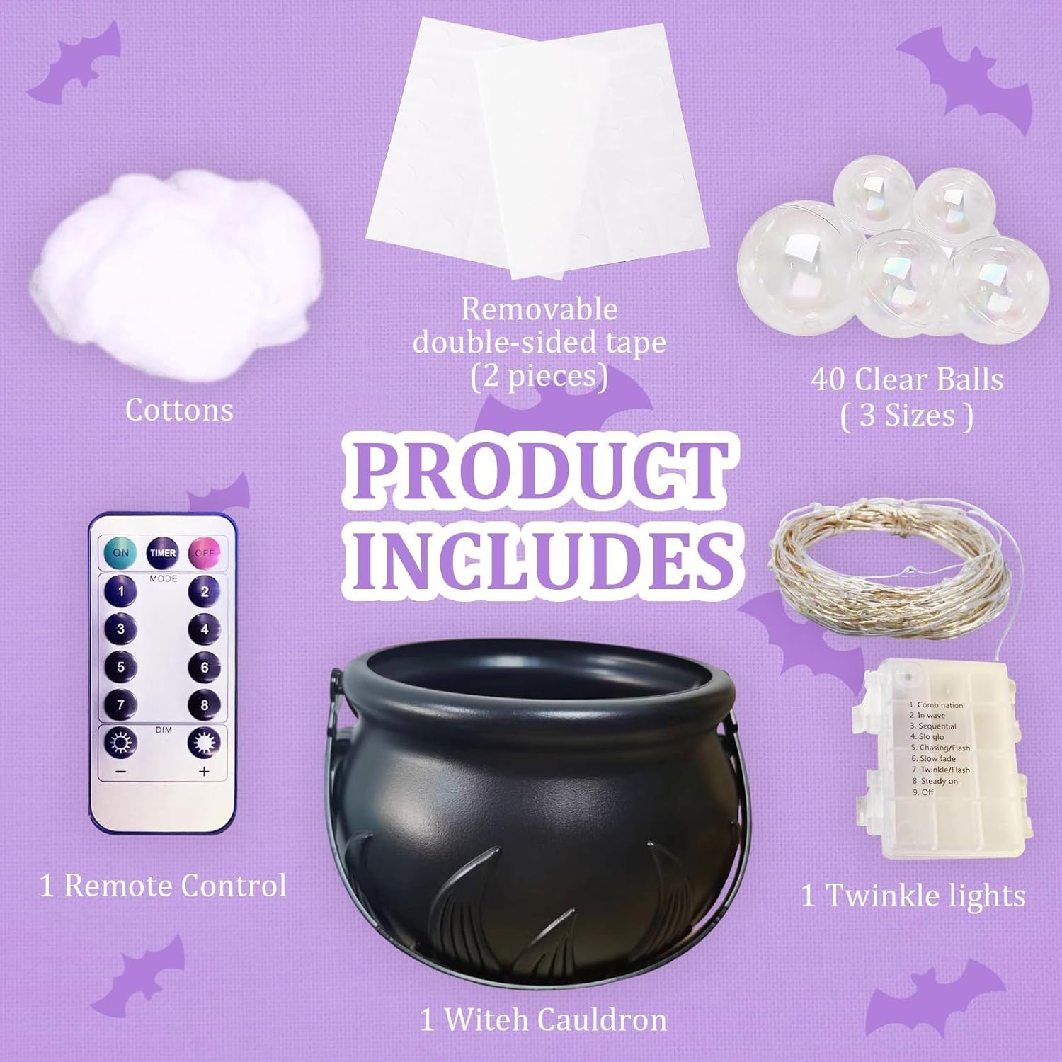 Halloween Party Cauldron Centerpieces with Programmable Light Pattern and Remote Control Functionality Halloween Party Lighting Decors