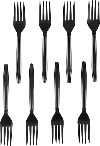 Cubiertos de plástico desechables de peso pesado (tenedores - negro, 250)