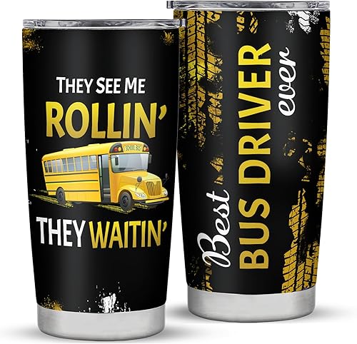 Regalos para conductores de autobús escolar para hombres, vaso de autobús para hombre, regalo de agradecimiento al conductor de autobús, vaso de