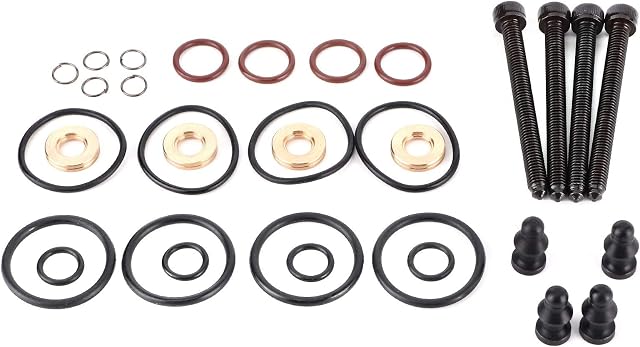 Injector Seal Repair 038198051C, 4Sets Fuel Injector Seal Repair Kit Sealing Assembly Clamp Bolt 1417010997 Fit for A2/A3/A4/A6 1417010997