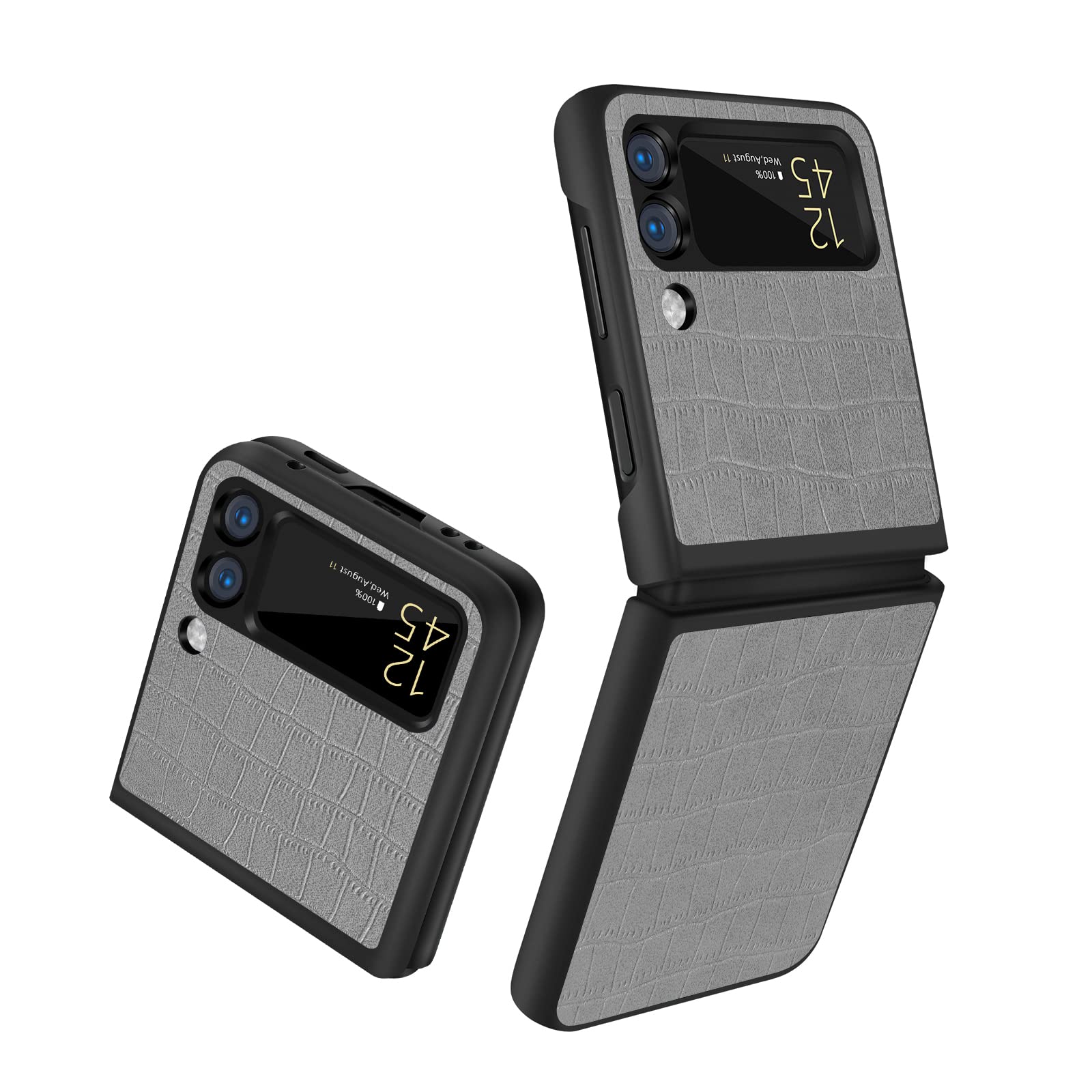 Phone Case for Galaxy Z Flip 3, Protective Cover for Samsung Galaxy Z Flip 3 5G 2021, Split Design with Leather and Hard PC Bumper Case, Crocodile Pattern, Shockproof Slim Fitting Smartphone Protector