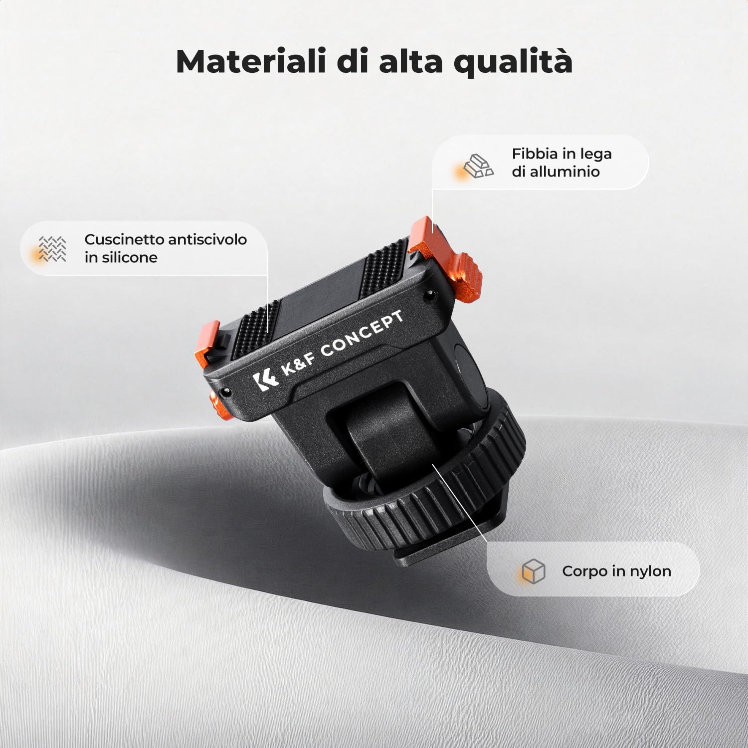 K&F CONCEPT Supporto a slitta fredda in plastica compatibile con DJI Osmo Nano/Osmo Action 6, supporto magnetico a sgancio rapido per action camera, adattatore treppiede con connettore a slitta calda