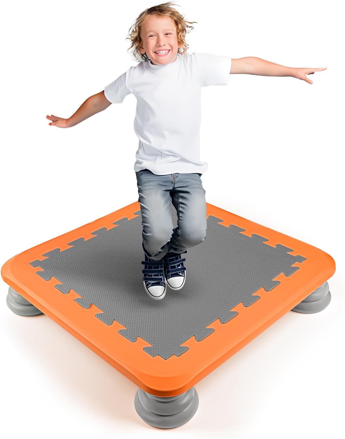 Joyreal Indoor Trampoline for Kids, Mini Trampoline for Toddlers with PU Foam Pads, Bear 75KG, Autism Sensory Equipment, Safe & Durable Design for Indoor Use, Easy to Clean & Disassemble
