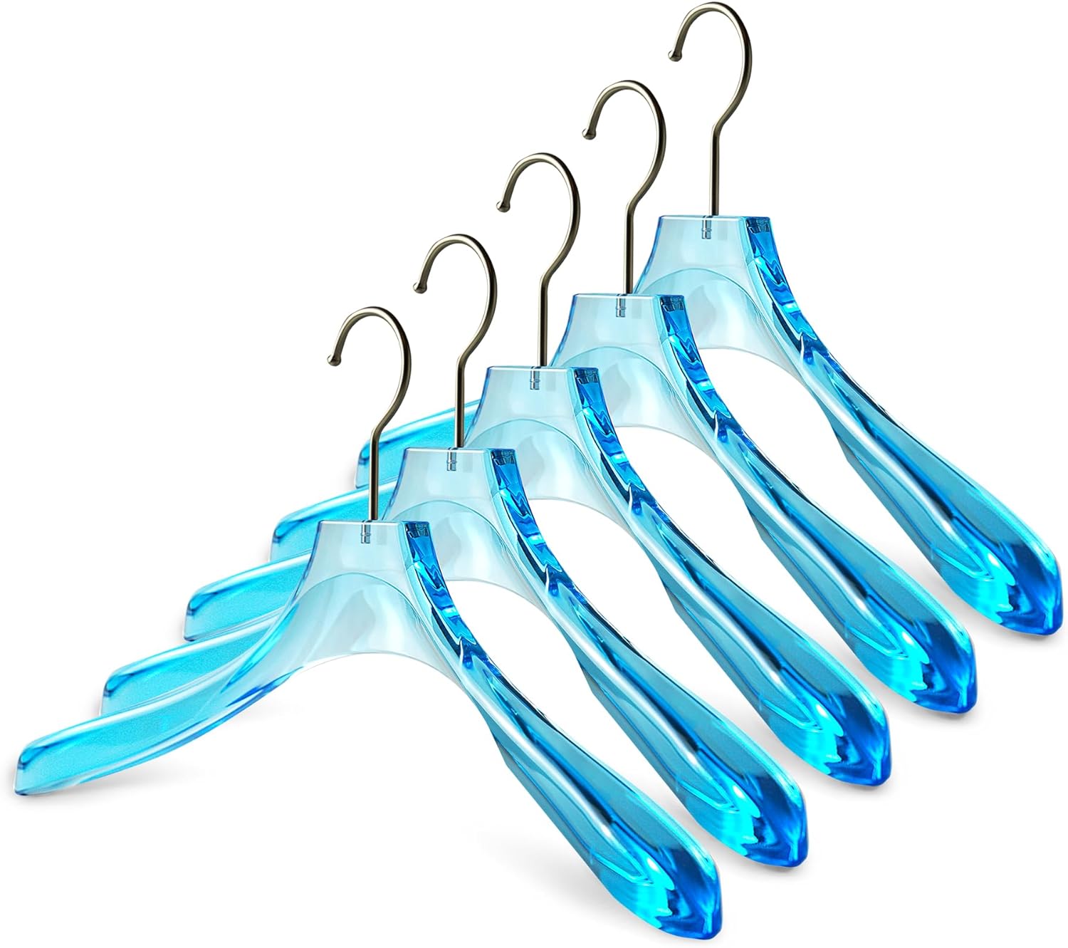5 Pack Acrylic Silver Clothes Hangers with Durable 360 Degree Silver Hook | Premium Quality Acrylic Hangers Silver