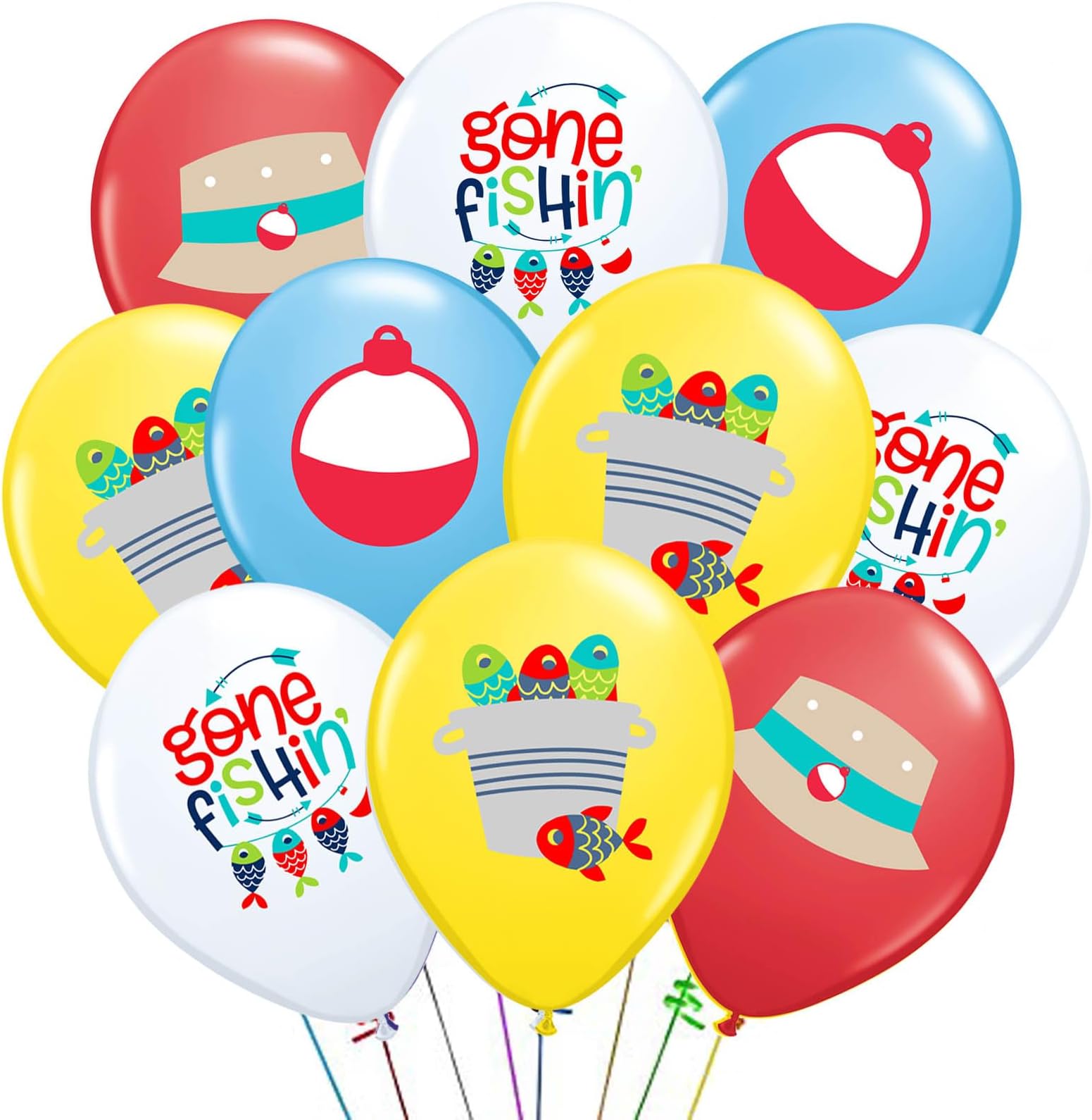 Fish Balloons Pack of 40 Fish Balloon for Fishing Birthday Decorations 12 Inch Fishing Balloons Fishing Bobber Balloons Fishing Themed Party Decorations