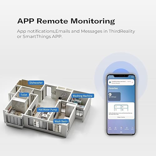 Miniatura 6 de THIRDREALITY Sensor de fugas de agua Zigbee, alarma de 120 dB, notificaciones de aplicación habilitadas cuando se trabaja con Home Assistant y