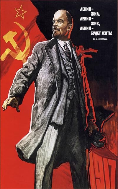 Fortiaboot Vintage Russian Soviet Union Propaganda Lenin Lived, Lenin Lives and Lenin Will GO ON Living - Poster print Wall 15 x 23 Inches (38 x 58 cm) (380 x 580mm) Gift Decorative Print