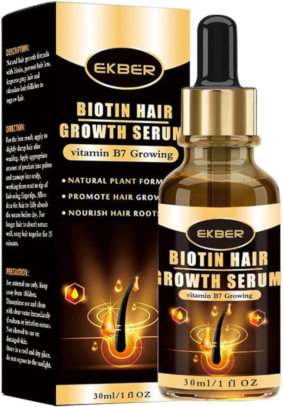 Ekber Organic Rosemary Hair Growing Oil with Biotin & Vitamin B7 for Daily Scalp & Hair Growth, Nourish & Repair, Split End Treatment & Strengthening
