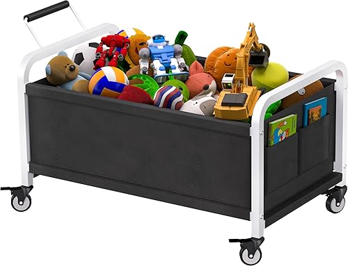 Miniatura 9 de Caja de juguetes grande para niños de 100 litros con ruedas, organizador de almacenamiento de baúl de juguetes para niños pequeños, niños, niñas,