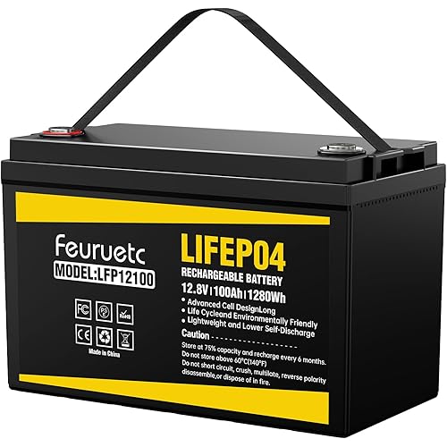 12V 100Ah LiFePO4 Solar Battery – Deep Cycle Lithium Battery for Solar Systems, Off-Grid, RV, Marine, and Backup Power with 15000+ Cycles, Lightweight, Maintenance-Free