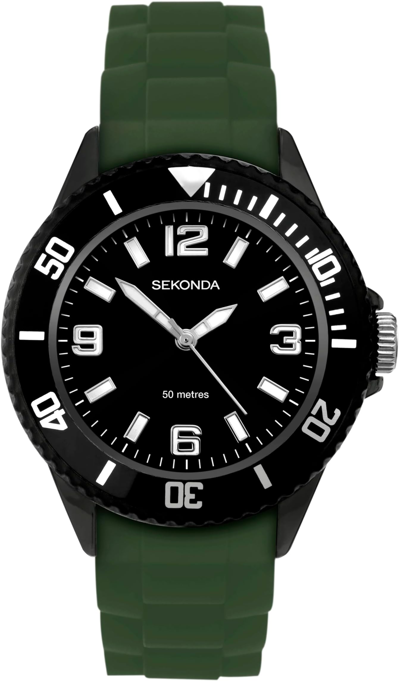 Sekonda Boys 35mm Outback Classic Analogue Display Watch Waterproof 50m Rotating Bezel Silicone Strap