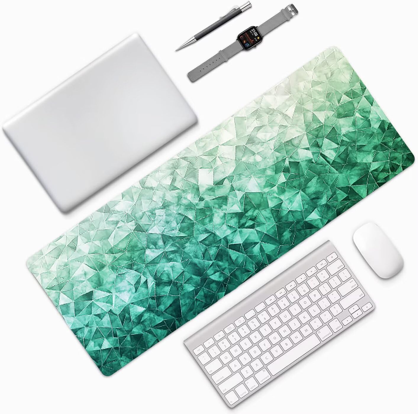 Lpfieonn Geometrie Großes Schreibtischunterlage, XXL Schreibtischunterlagen, Blau XXL Wasserdicht Gaming Mousepad mit Vernähter Rand und Rutschfeste Gummibasis, für Laptop/Hause/Büro 120x60cm PF-1703