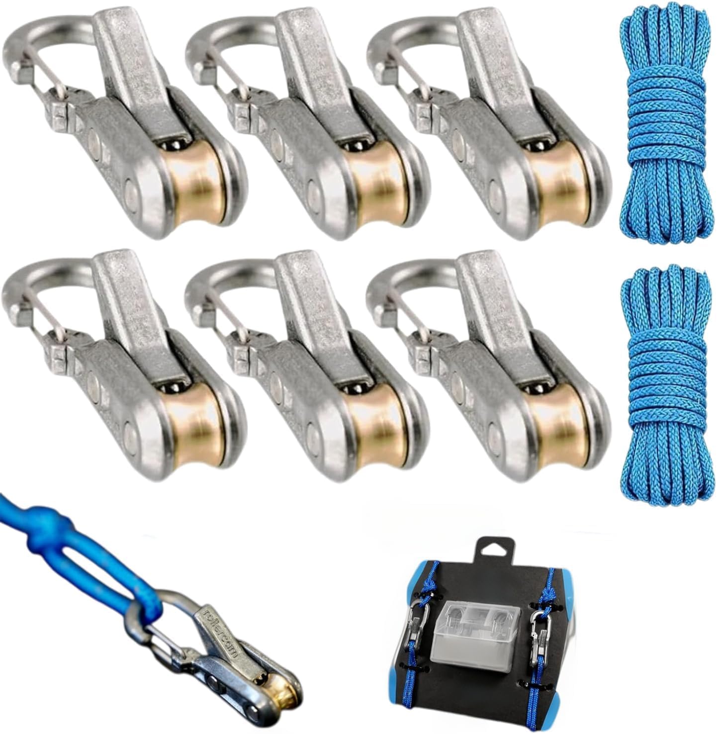 6-Pack Rope Tensioner Paracord Adjusters,Rope Tightening Tool,Knot-Free Locking Tie-Down Tool with Roller, Quick Adjust Buckle for Camping,Tarps,Guy Lines,Boating & Outdoor Gear 1PCS