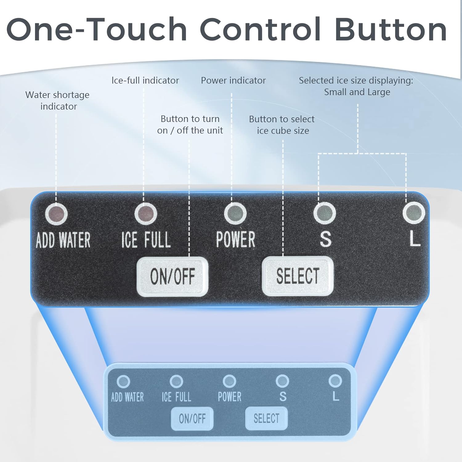 Antarctic Star Countertop Ice Maker, S/L Bullet Ice, 28lbs/Day, 9 Ice Cubes in 6 Mins, Portable Ice Machine with Ice Scoop and Handle, Self-Cleaning, One-Click Operation, for Kitchen Office Home White