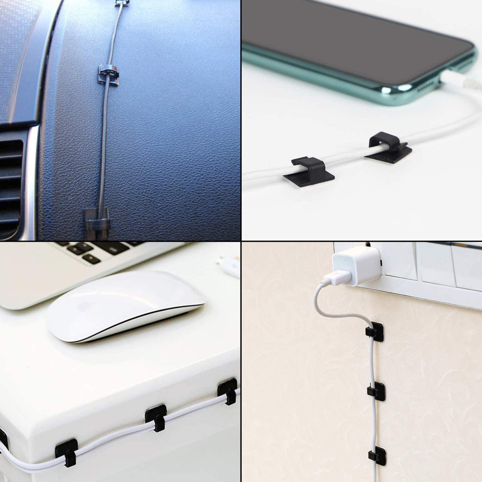 ibasenice 100 Piezas Abrazadera De Fijación Clips De Gestión De Cables Clip Portacables Clips De Cable Titulares De Cable Protección Del Medio Ambiente Pa66 Usb Asiento De Fijación