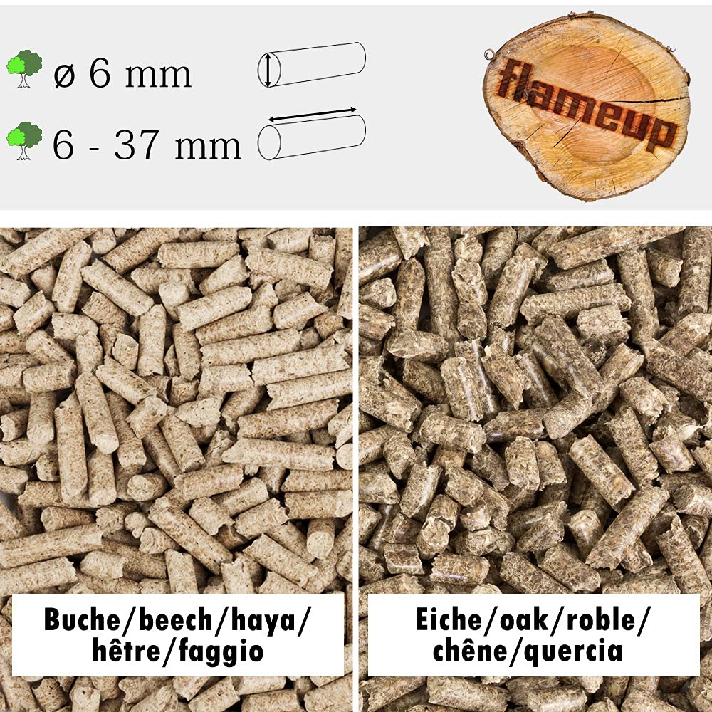 15 kg Eiche Pellets + 15 kg Buche Pellets Grill Smoker Holz Pizzaofen BBQ Pellet Outdoor Ofen Grillen Chunks Holzpellets Garten Räuchern Pizza Wood Smoke Zubehör Rauch Flameup