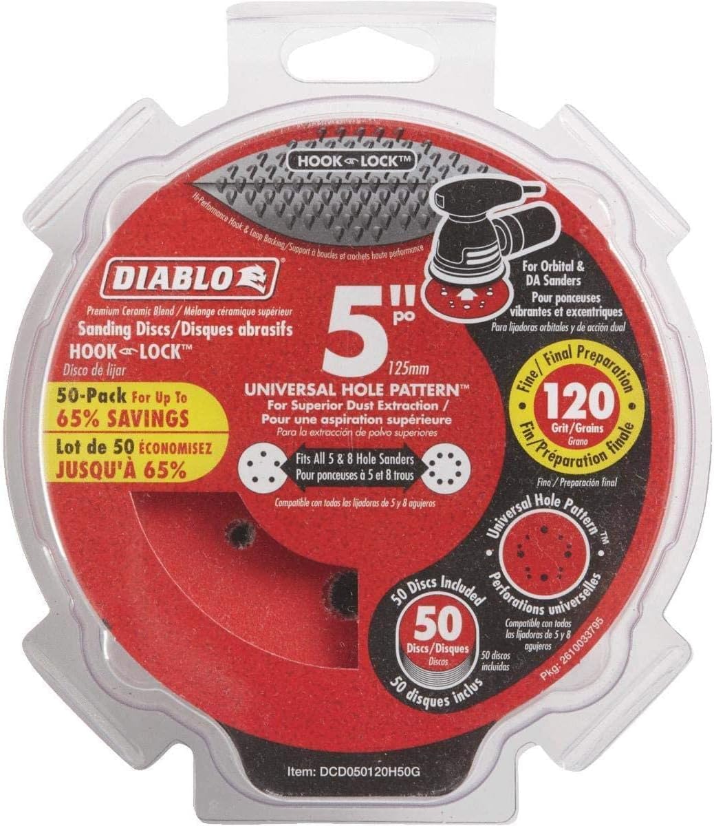 Diablo DCD050080H50G 5 in. 80Grit Universal Hole Random Orbital