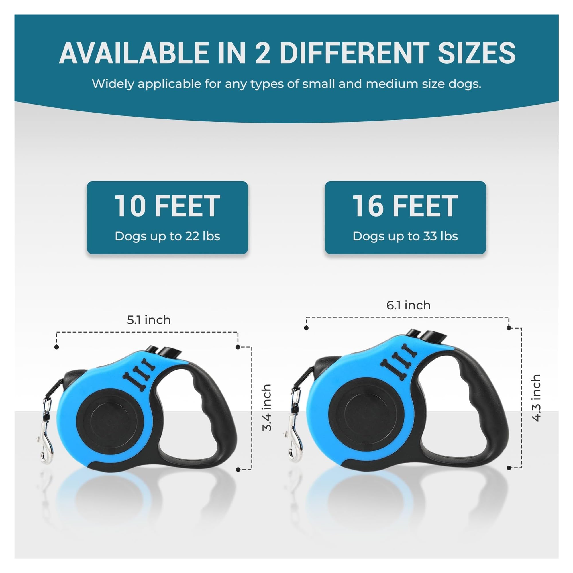 GOUJIAN Correa Retráctil For Perros, 360° Sin Enredos, Control con Un Solo Botón Y Resistente Material De Nailon, Correa Larga Retráctil con Soporte Correa De Perro Retráctil(Blue,5m)