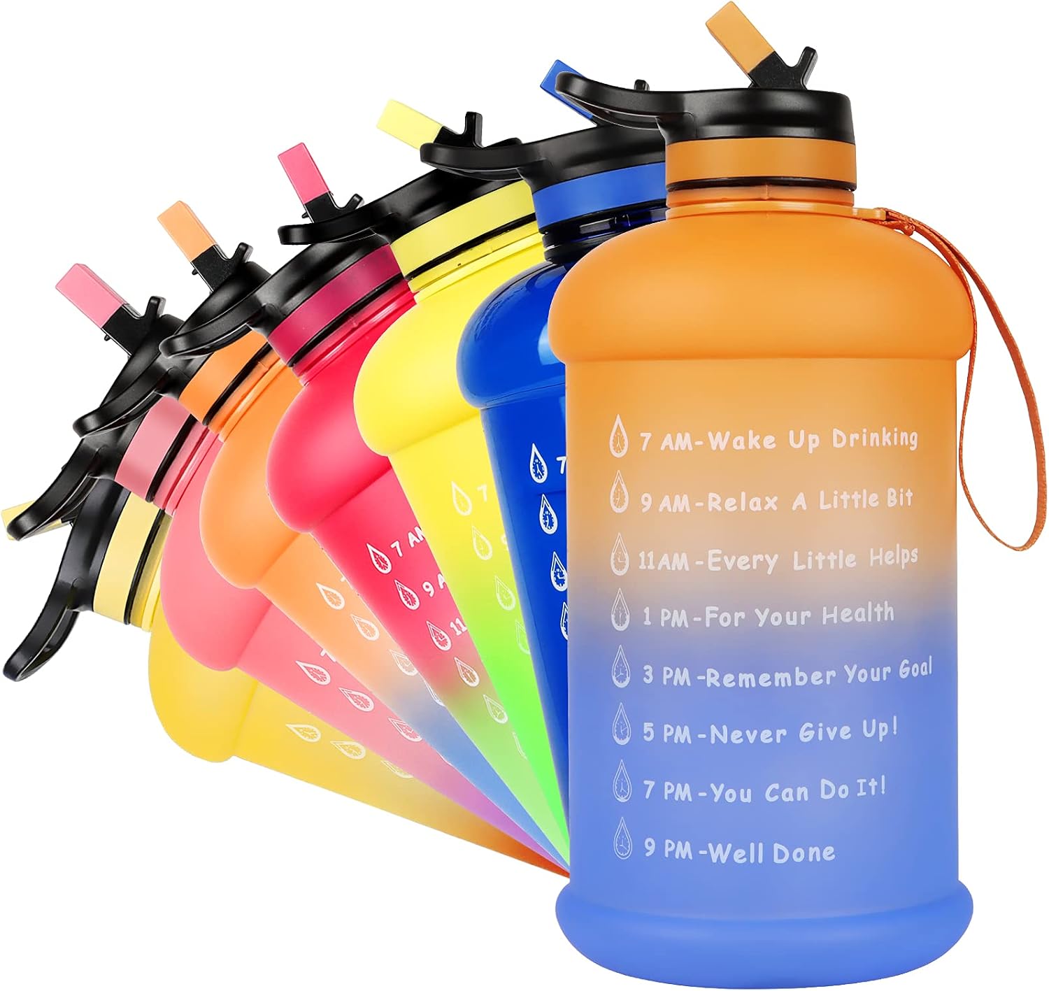 NEEKFOX Water Bottle, 73OZ/0.6 Gallon Motivational Large Water Bottle with Straw & Time Marker, Leakproof BPA Free Big Water Jug, Wide Mouth Portable Water Bottle for Fitness Outdoor Sports