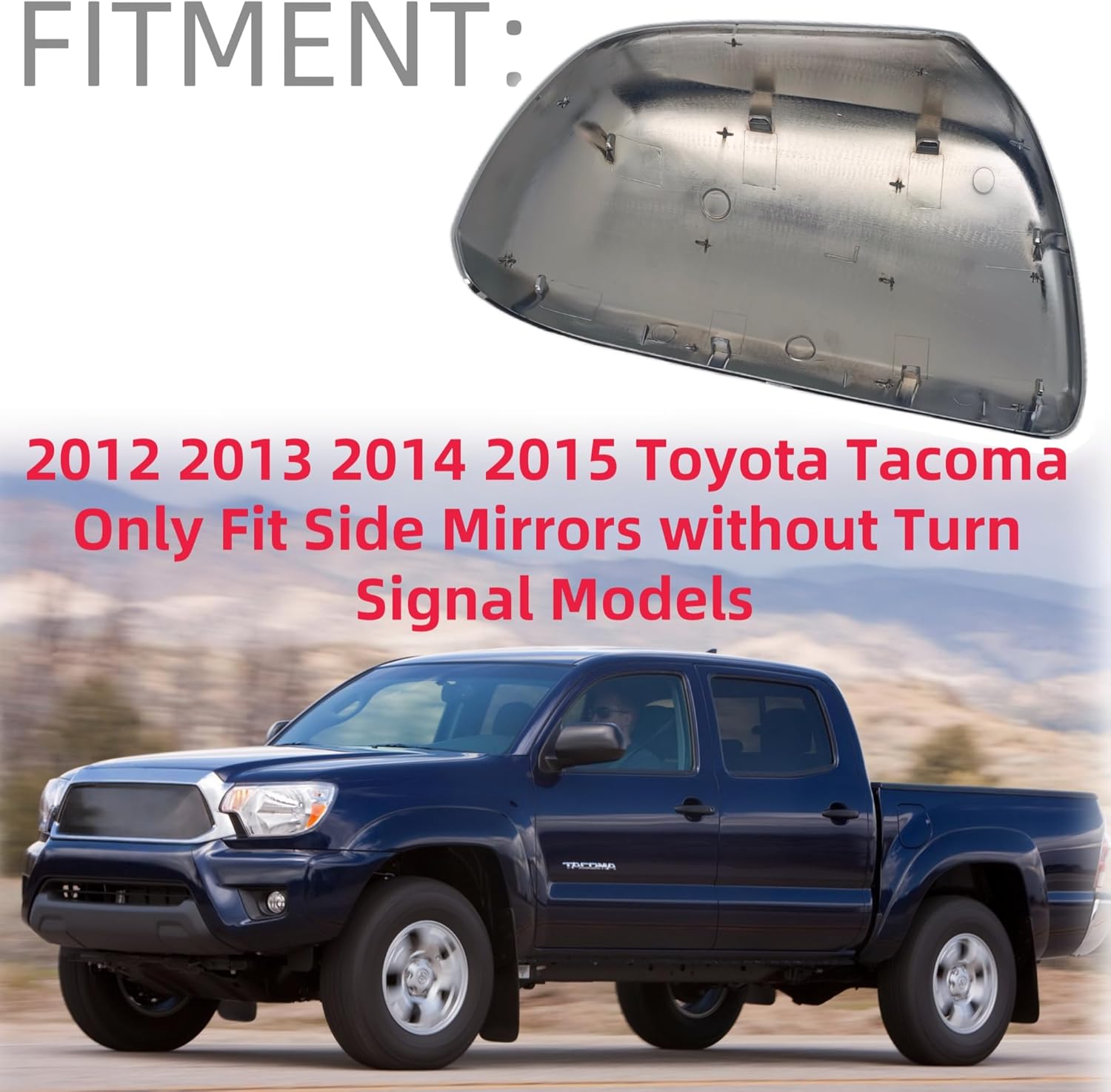 Side Mirror Cover Caps Compatible with Toyota Tacoma(NOT FOR SR5) 2012-2015 Accessories, OEM 87945-04020, 87915-04020, Set of 2 (CHROME)