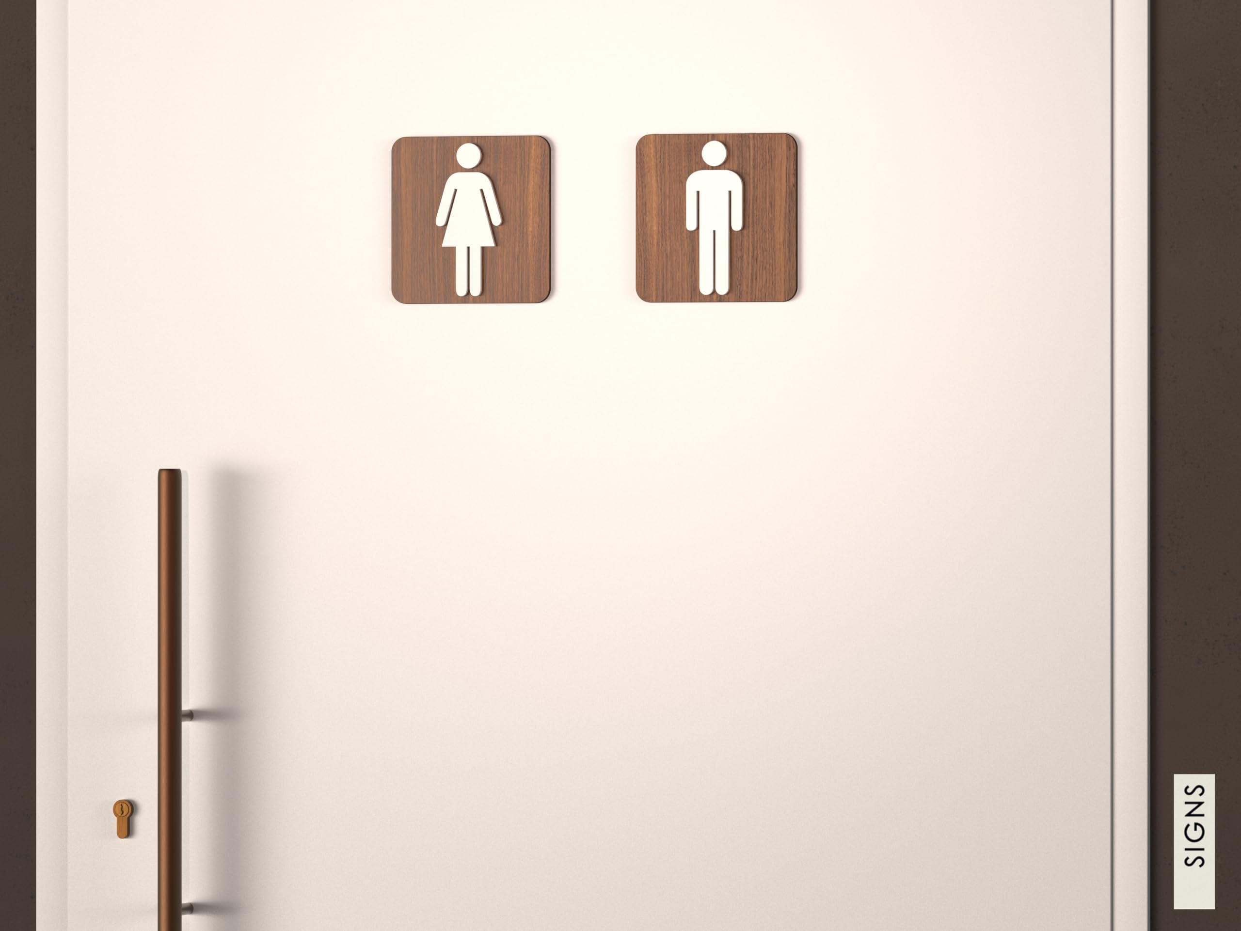 Signs - Classic, Set 4X- Geprägte Toiletten Schild Türen - Türschild WC Damen Herren Behinderten Wickeltisch - Schild Mann Frau Wickelraum Türschild (Quadratisch)