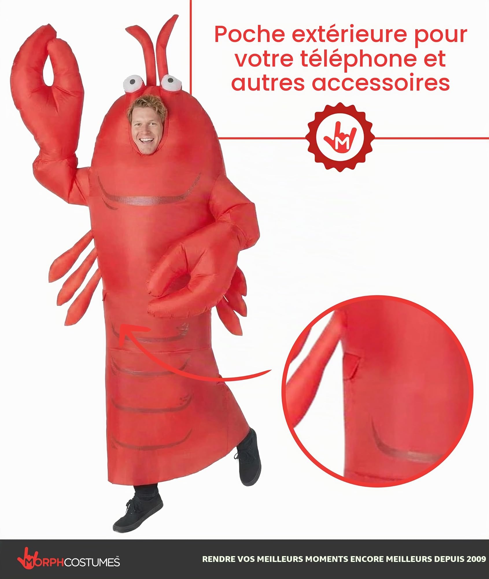 Morph Costumes Déguisement Homard Adulte, Déguisement Gonflable Adulte taille Unique